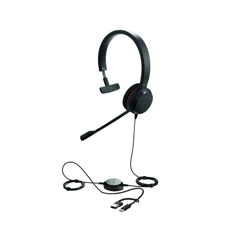 Kufje me kabllo Jabra Evolve 20 MS Mono Headset with USB-A/C adapters – Zezë