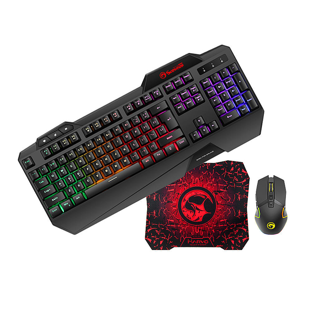 Set Combo Gaming 3in1 Marvo CM306 EN / Keyboard, Mouse, Mouse Pad / me kabllo / zi dhe kuq - Figura 2