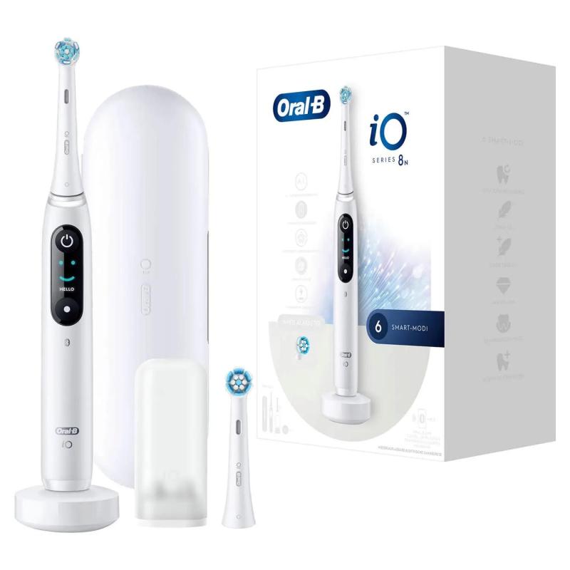 Furcë dhëmbësh elektrike Oral-B iO Series 8 me 2 koka dhe kuti udhëtimi – Bardhë