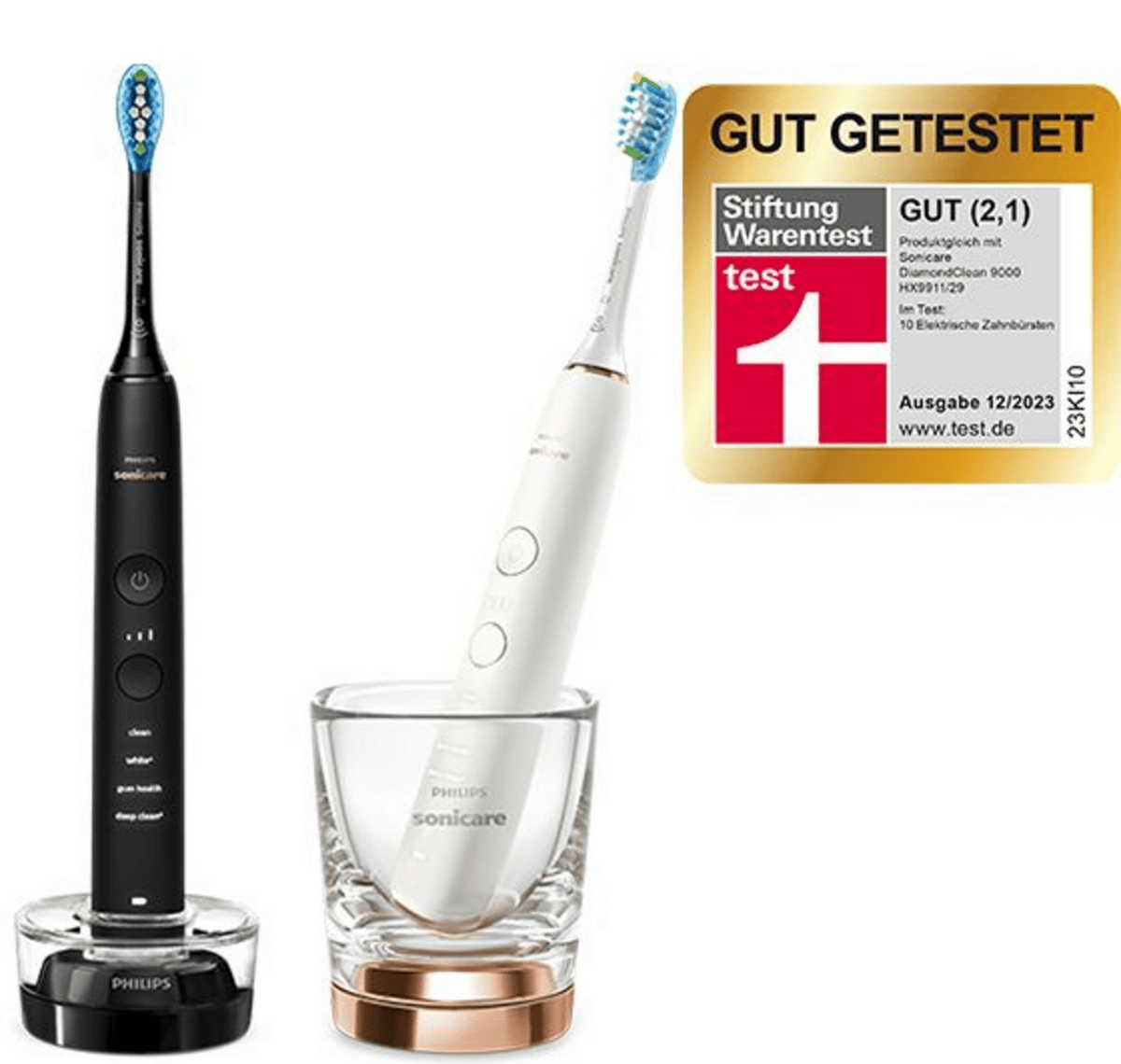 Furçë Dhëmbësh Elektrike Philips DiamondClean 9000 / 2-Pack - Zezë/Bardhë