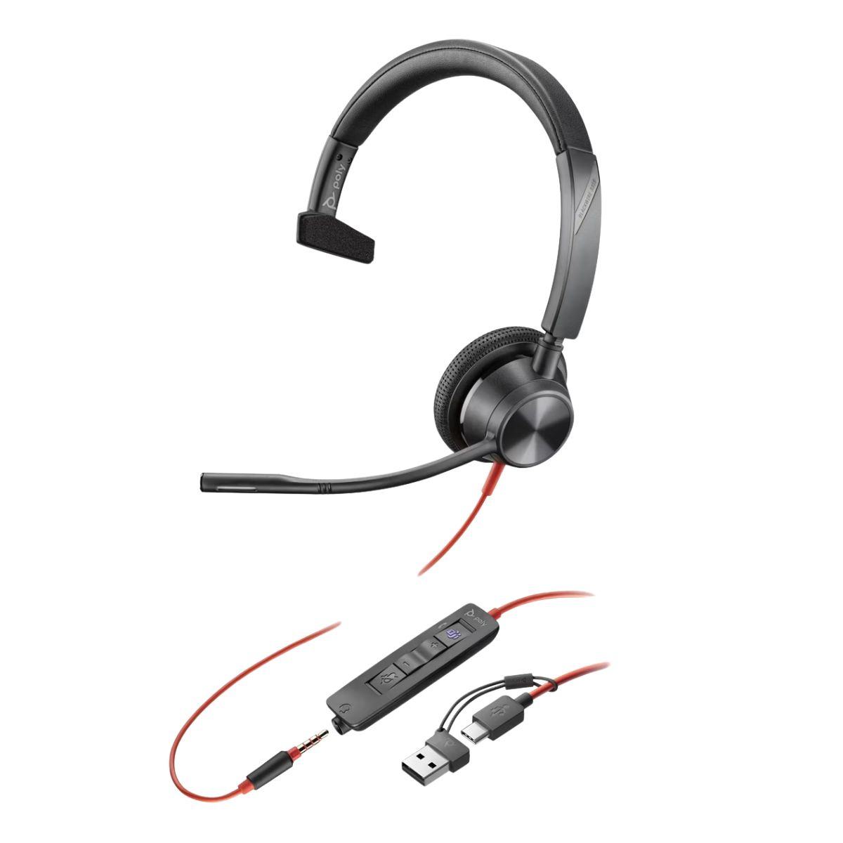 Kufje me kabllo Poly Headset Blackwire 3315 MS – Zezë