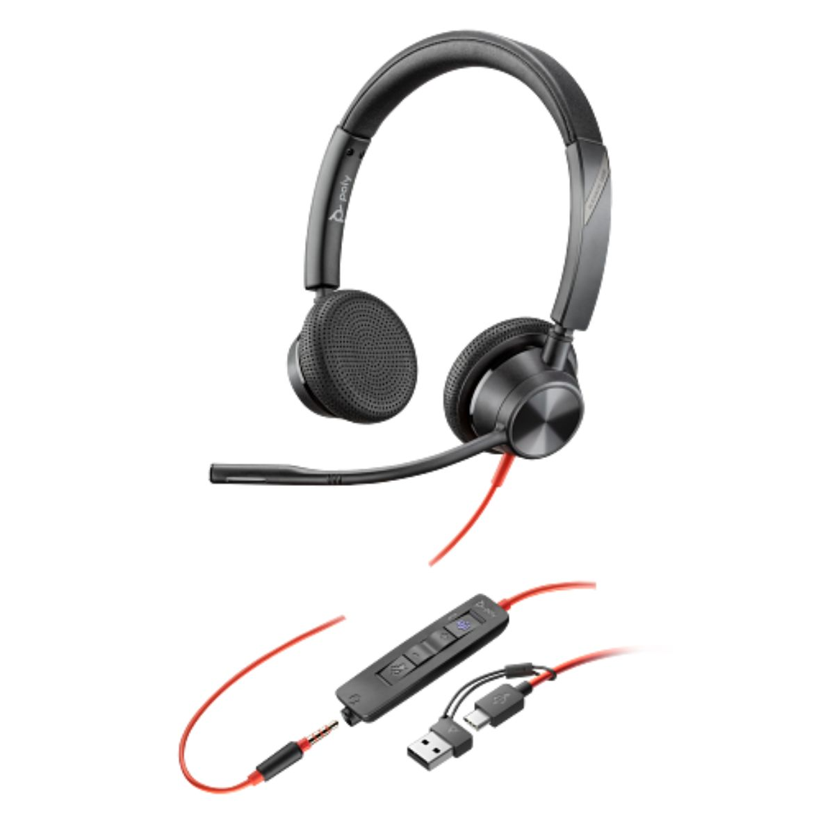 Kufje me Kabllo Poly Blackwire 3325 MS – Zezë