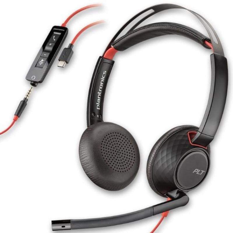Kufje me kabllo Poly Blackwire 5220 / USB-C Headset + USB-C/A Adapter - Zezë - Figura 2