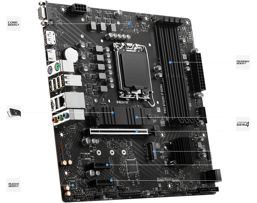 Motherboard MSI PRO B760M-P / 1700 / Micro ATX / DDR4 - Figura 2