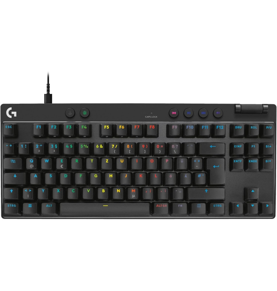 Tastierë Gaming me kabllo Logitech PRO X TKL RAPID LIGHTSYNC RGB / QWERTZ - Zezë