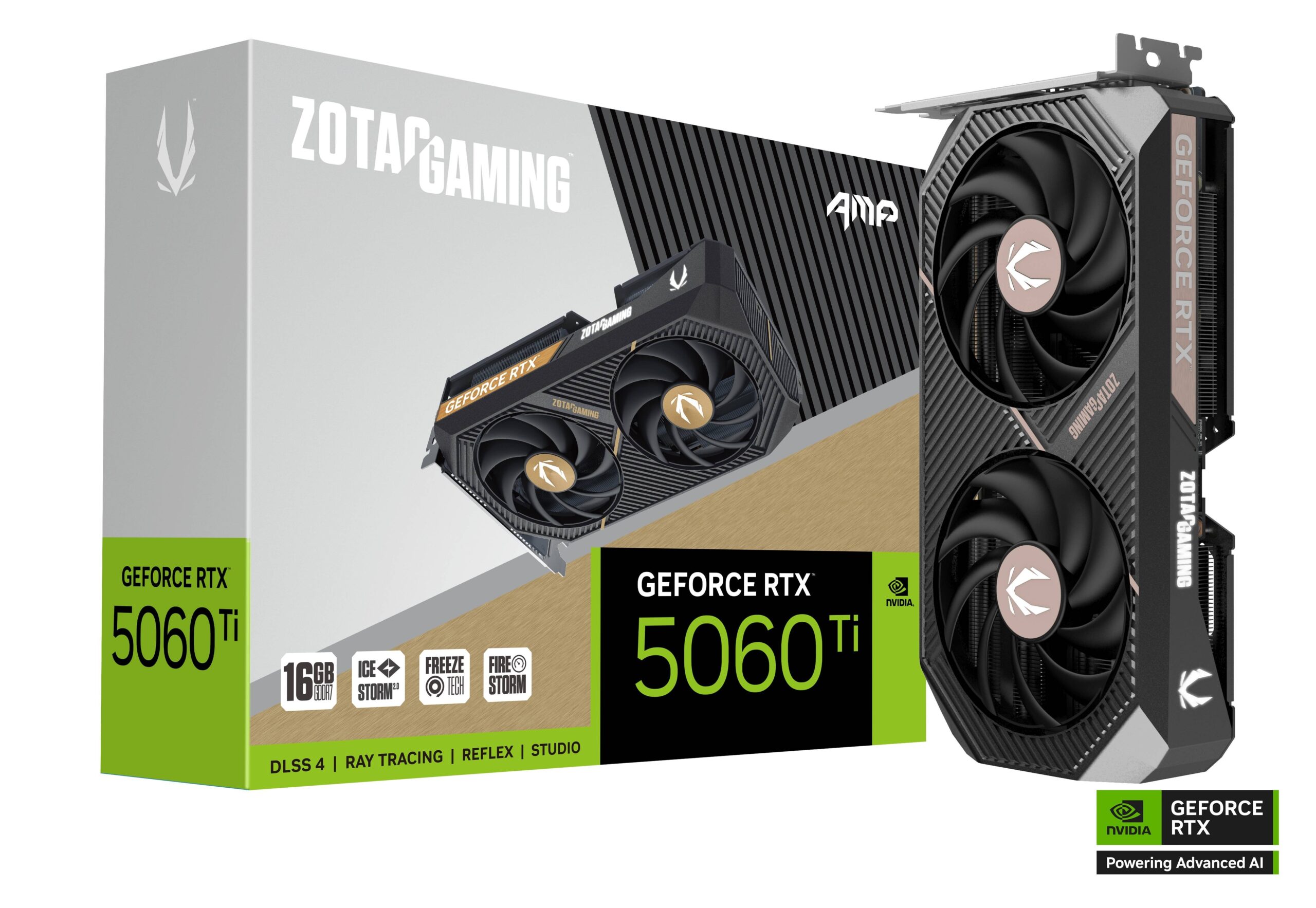 Kartelë Grafike Nvidia Zotac RTX 5060 TI AMP 16GB GDDR7 HDMI 3xDP